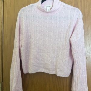 Jessica Simpson Light Pink Cable Knit Turtleneck Sweater